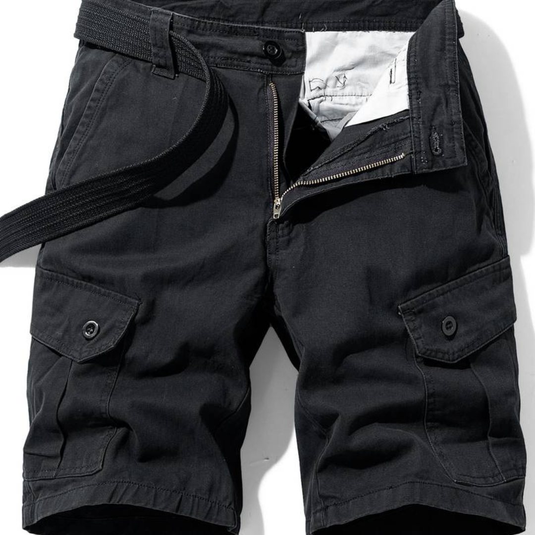 Men's Cotton Blend Cargo Shorts With Multi-pocket Design