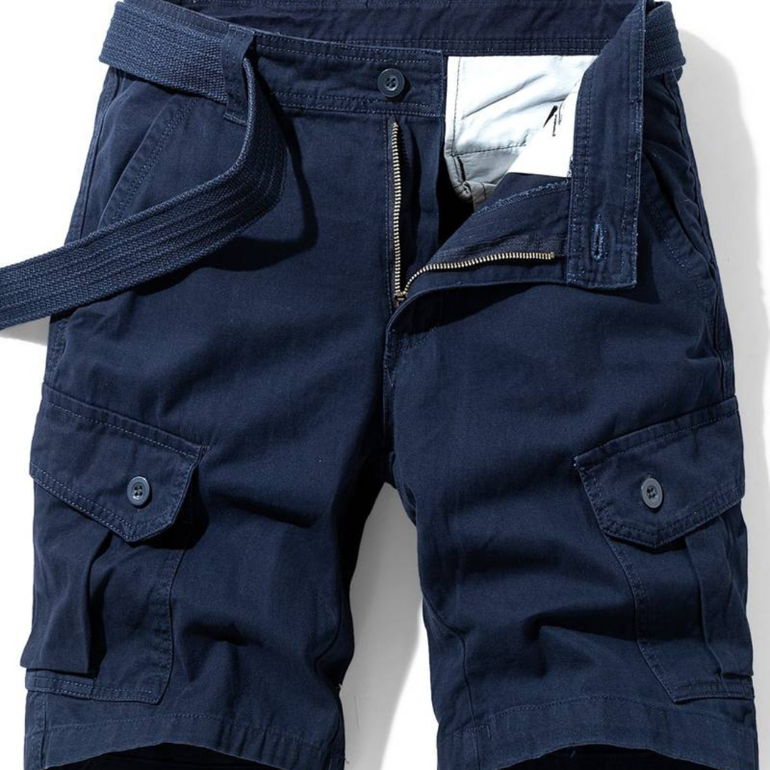 Men's Cotton Blend Cargo Shorts With Multi-pocket Design