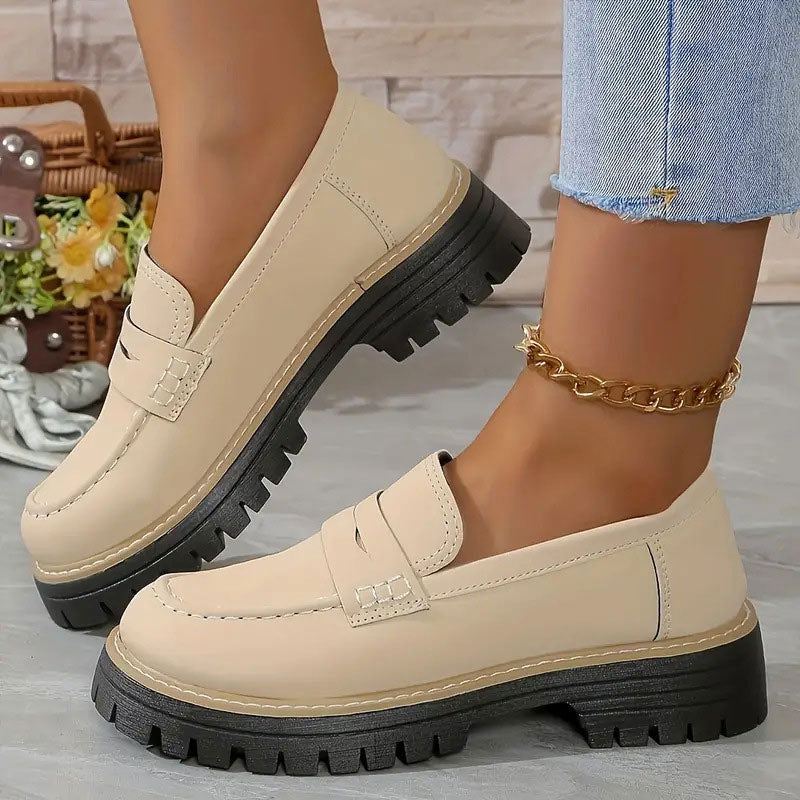 Women's Chunky Loafers With Non-slip Sole And Round Toe