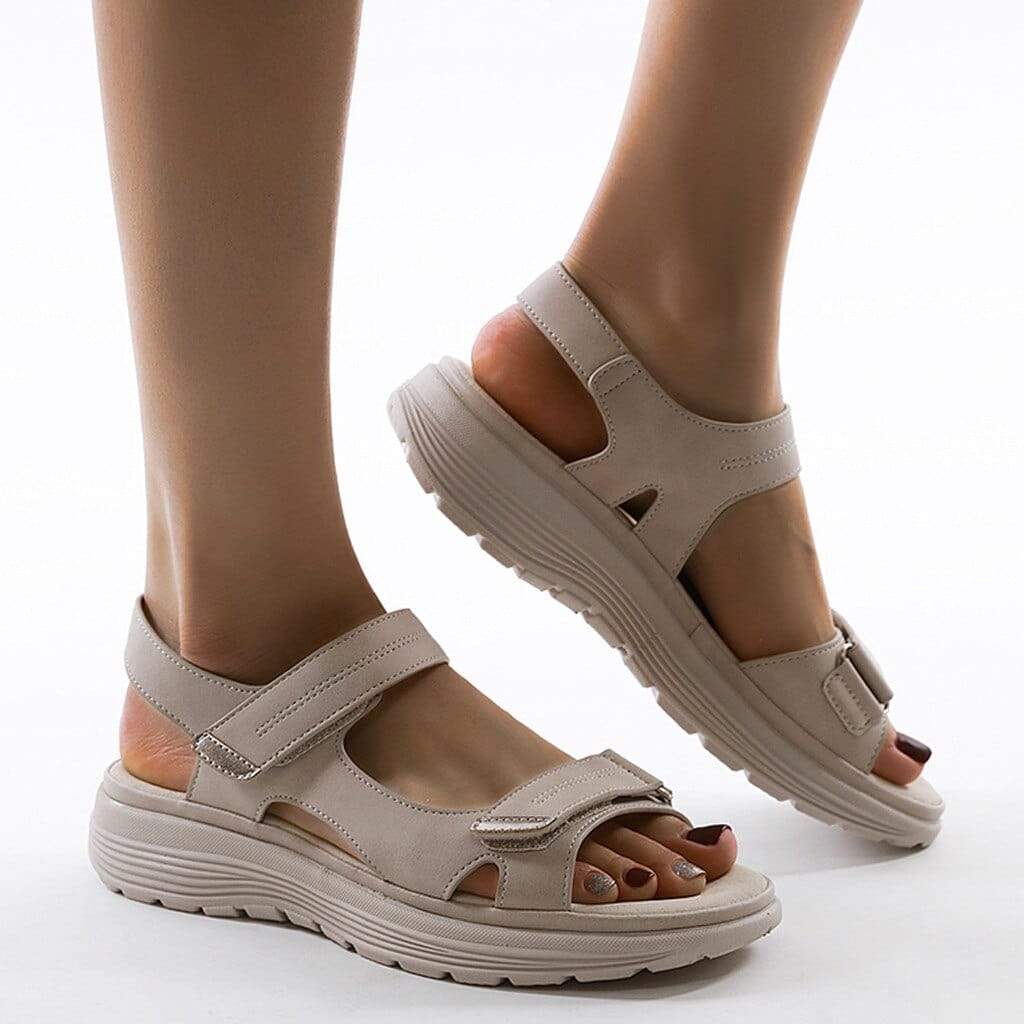 Women's Casual Open Toe Sandals With Velcro Strap & Flat Sole