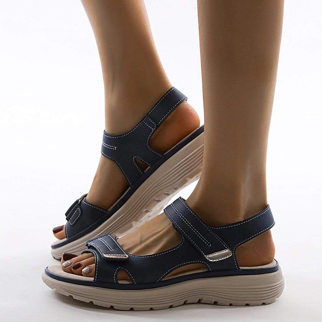 Women's Casual Open Toe Sandals With Velcro Strap & Flat Sole