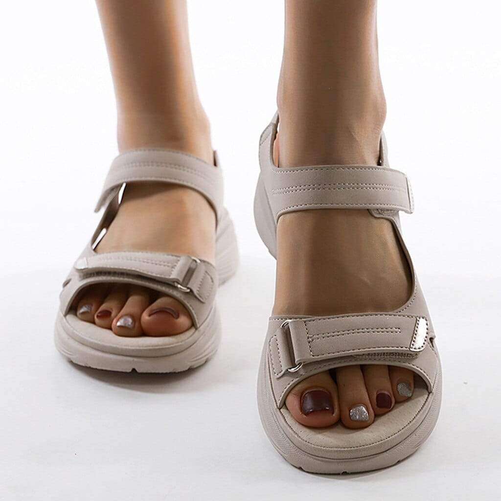 Women's Casual Open Toe Sandals With Velcro Strap & Flat Sole